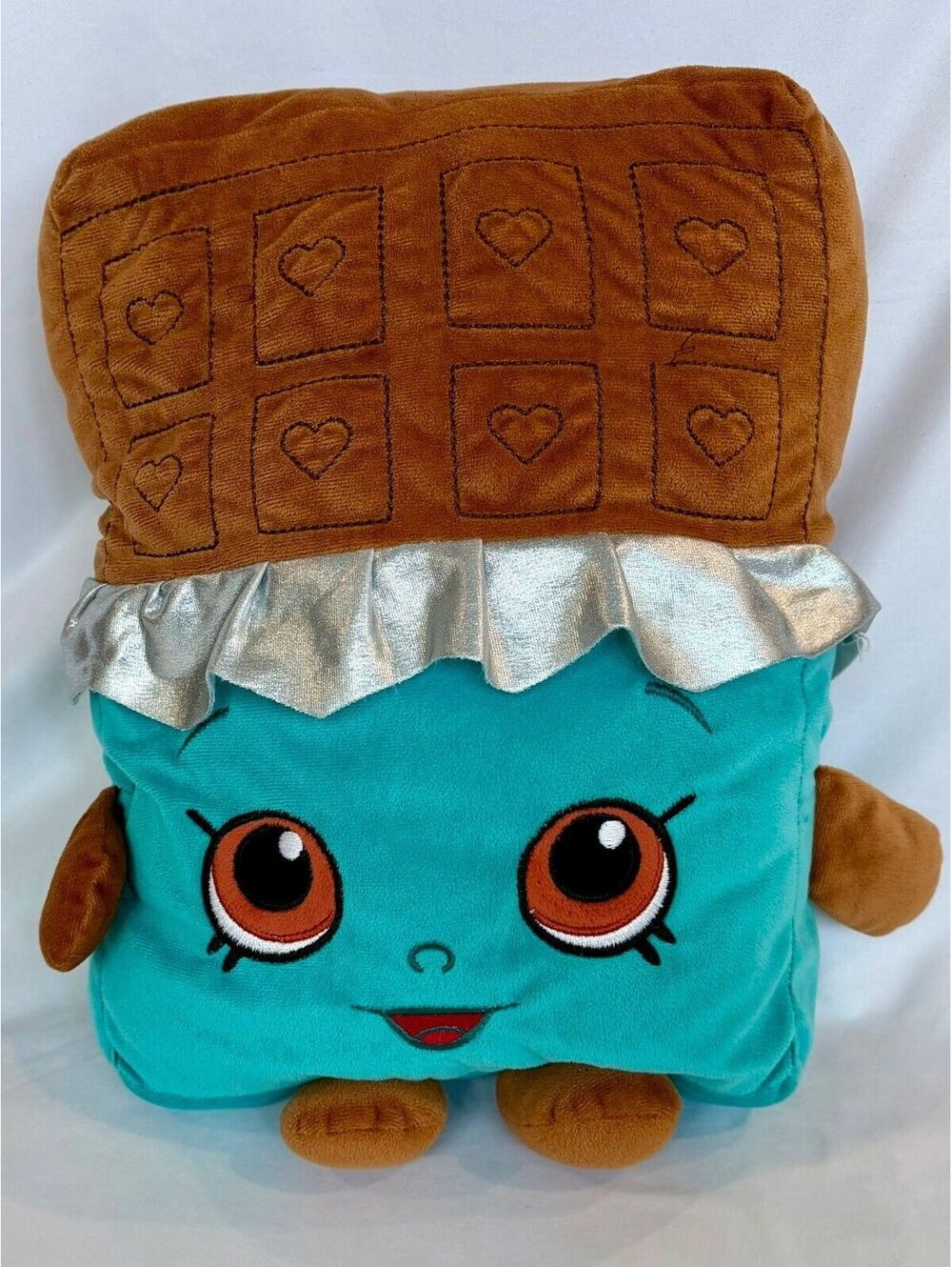 Shopkins Cheeky Chocolate 12" Plush Pillow Blue Brown Candy Bar